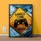 Gamer Zone Warning Sign | Gaming Room Wall Frame