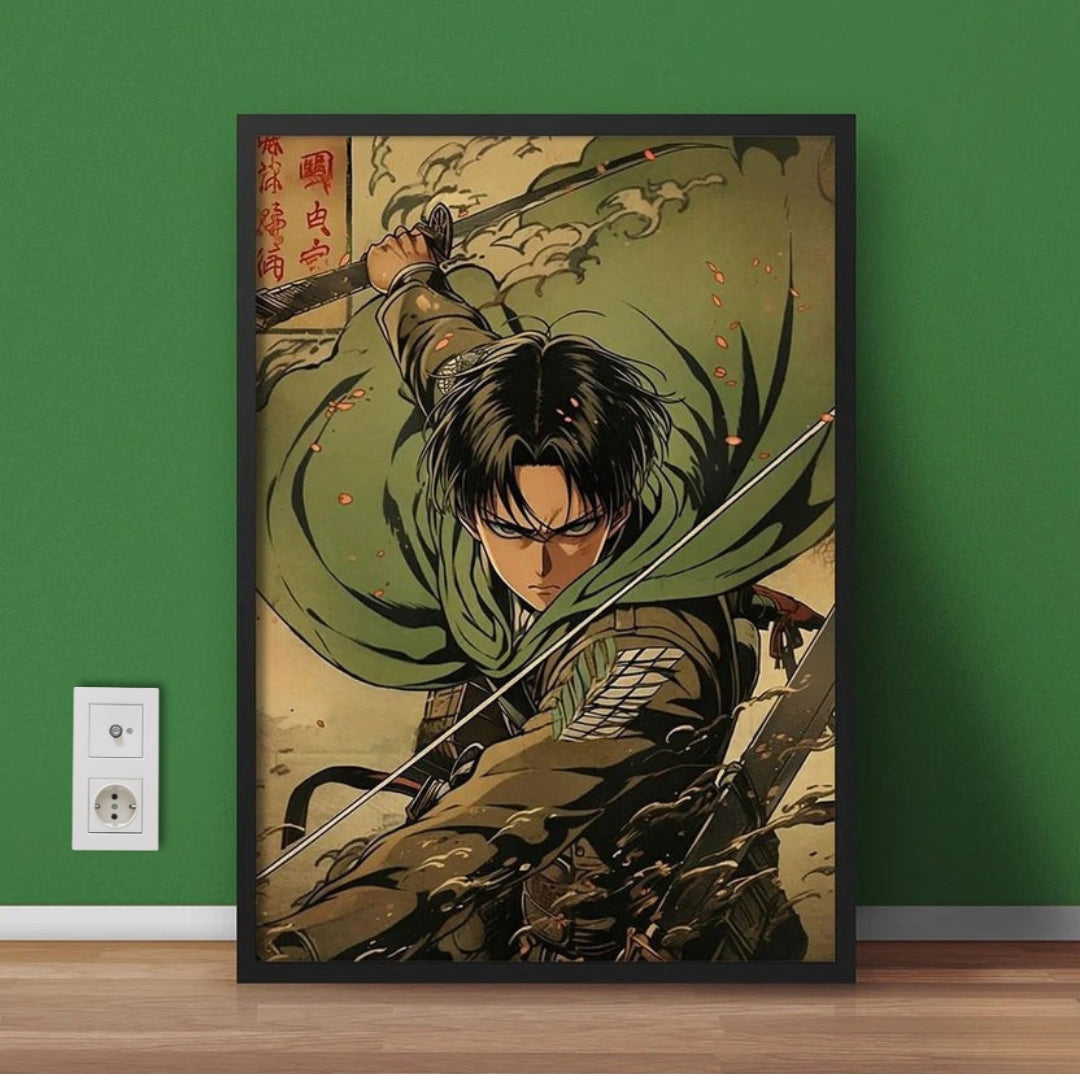 Levi Ackerman Japanese Art Style Anime Wall Frame