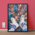 Anime Style Selfie on City Skyline Wall Art
