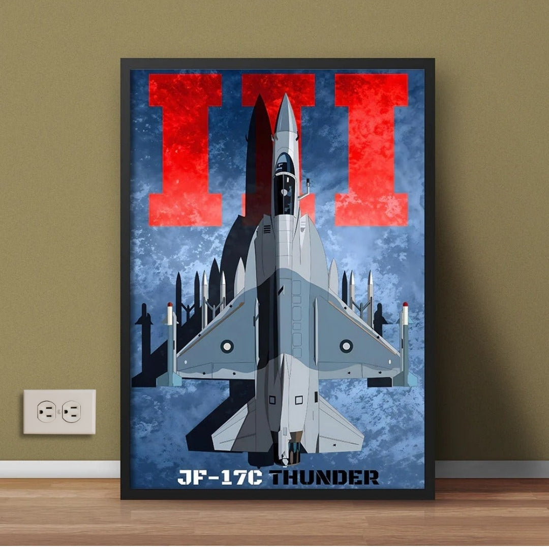 JF-17C Thunder Pakistan Airforce Illustration | Pak Army Wall Frame