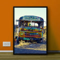 Colorful Graffiti School Van - Artistic Wall Decor Frame