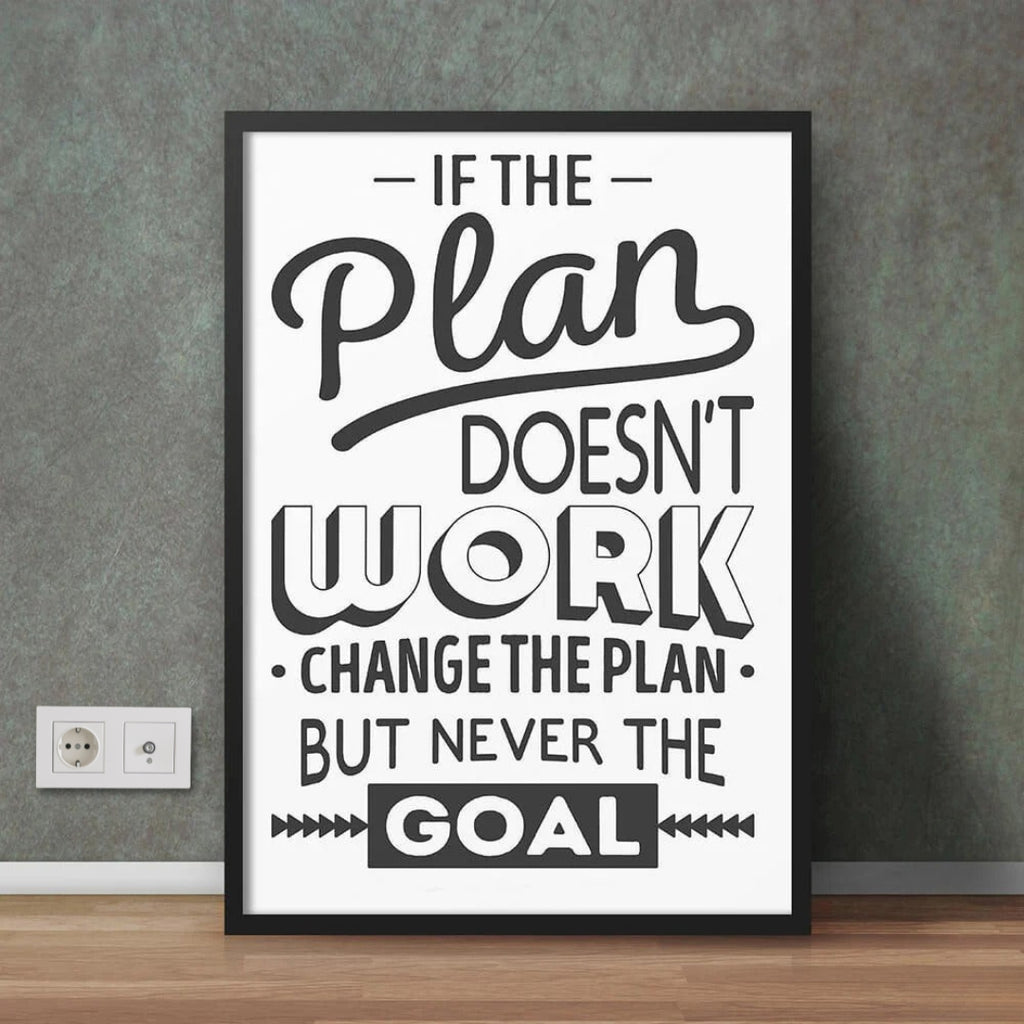 Change The Plan But Never The Goal | Motivational Office Wall Frame