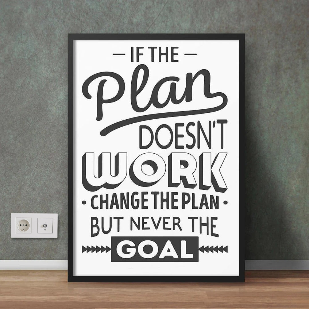 Change The Plan But Never The Goal | Motivational Office Wall Frame