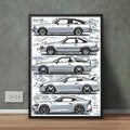 Toyota Supra Generations - Pen Art Style Wall Decor Frame