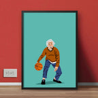 Einstein Playing Basket Ball| Funny Poster Wall Frame
