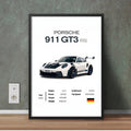 White Porsche 911 GT3 RS 2023 With Specs | Game Room Wall Art