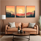 Nature & Evening Sunset Abstract Wall Art - Pack of 3