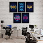 Neon Colored Motivational Quotes Wall Frames - Pack of 5