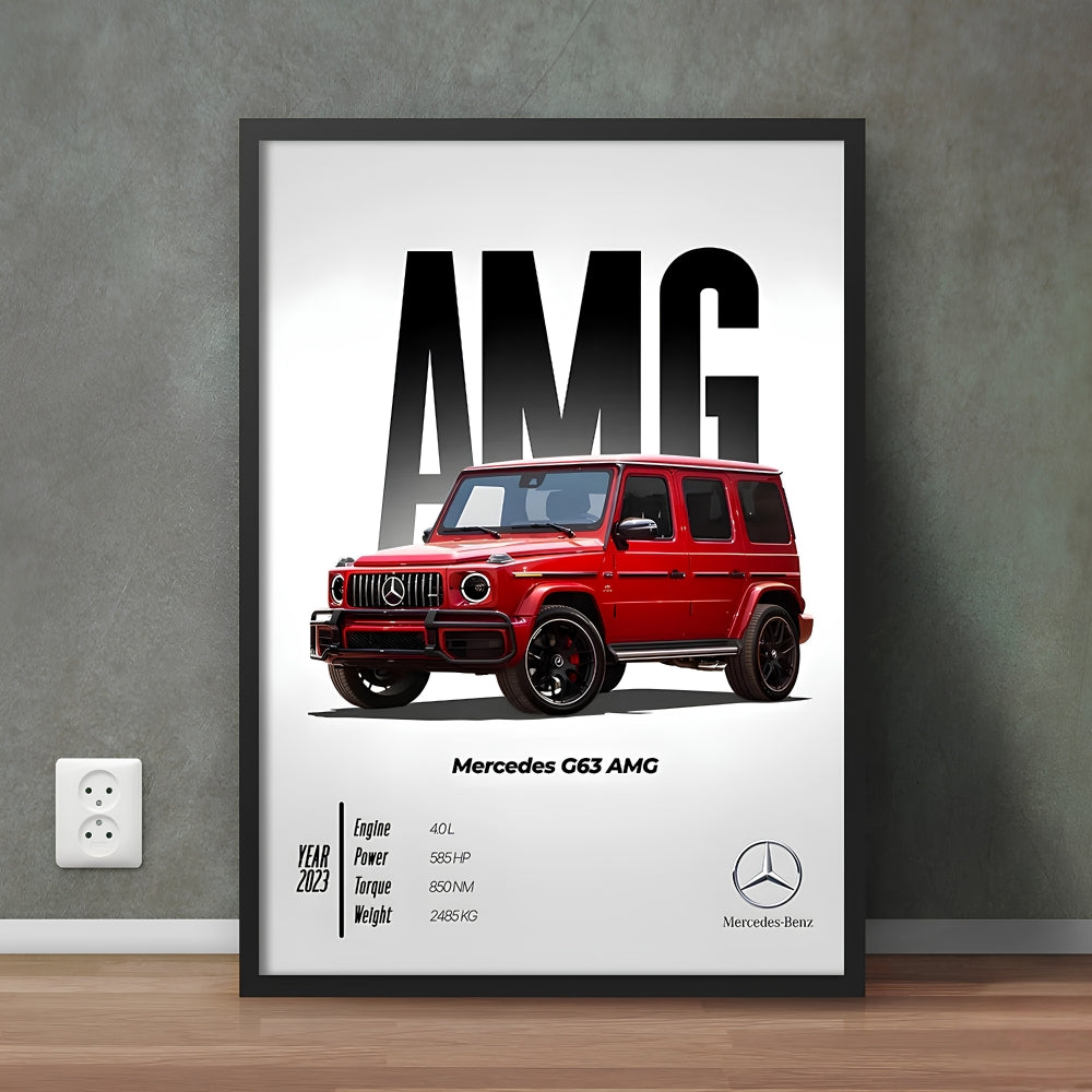 Red Colored Mercedes AMG Wall Decor
