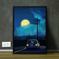 BMW E30 With Moon Wall Art Frame