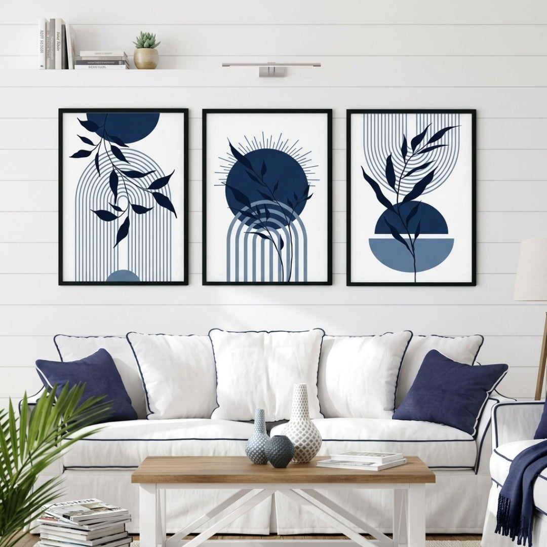 Blue Art Abstract Wall Arts - Pack of 3