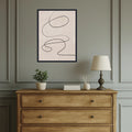 Black Line and Textured Beige Framed Canvas Wall