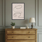 Black Line and Textured Beige Framed Canvas Wall