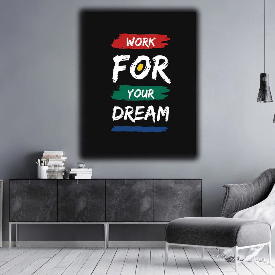 "Work For Your Dreams" Motivational Wall Decor Frame