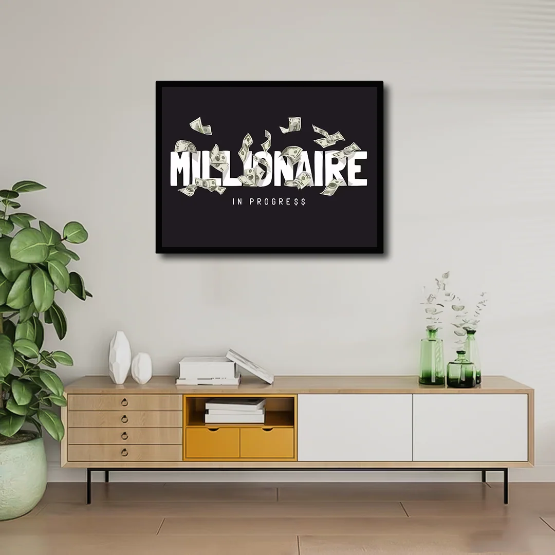Millionaire In Progress Motivational Wall Decor Frame