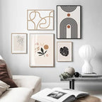 Abstract Leaves and Line Art Wall Frames - Pack of 5