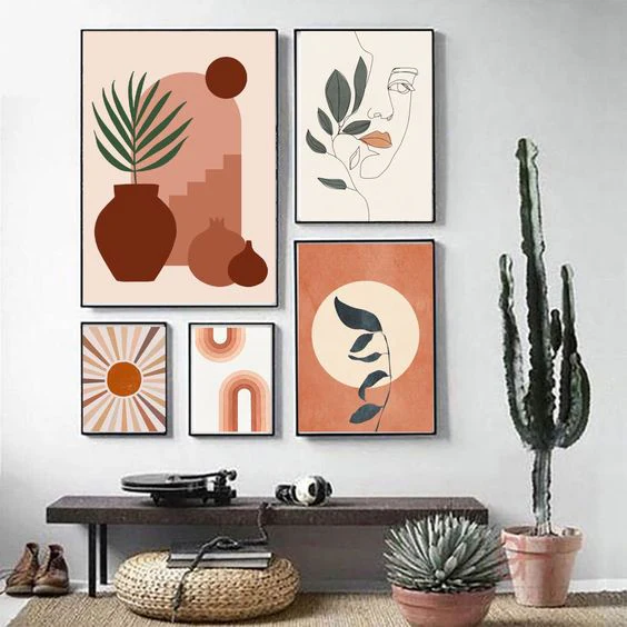 Girlish With Orange Tone Wall Decor Frames - Pack of 5