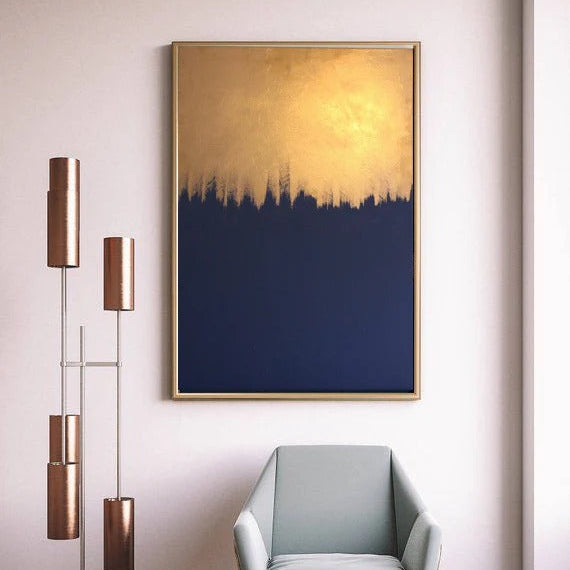Blue & Gold Abstract Wall Art-1 pannel