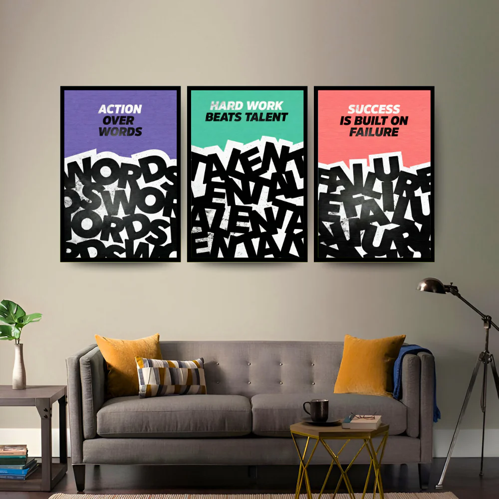 'Action, Hard Work, and Success' Wall Decor Frames - Pack of 3