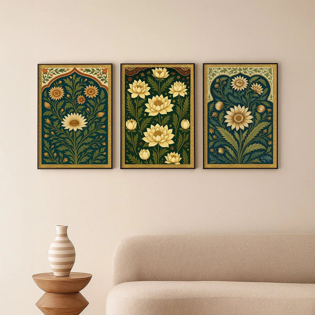 Flowers Bloom Beautiful Artistic Wall Arts - Pack of 3
