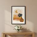 Cactus Desert Moon Abstract Wall Decor Frame