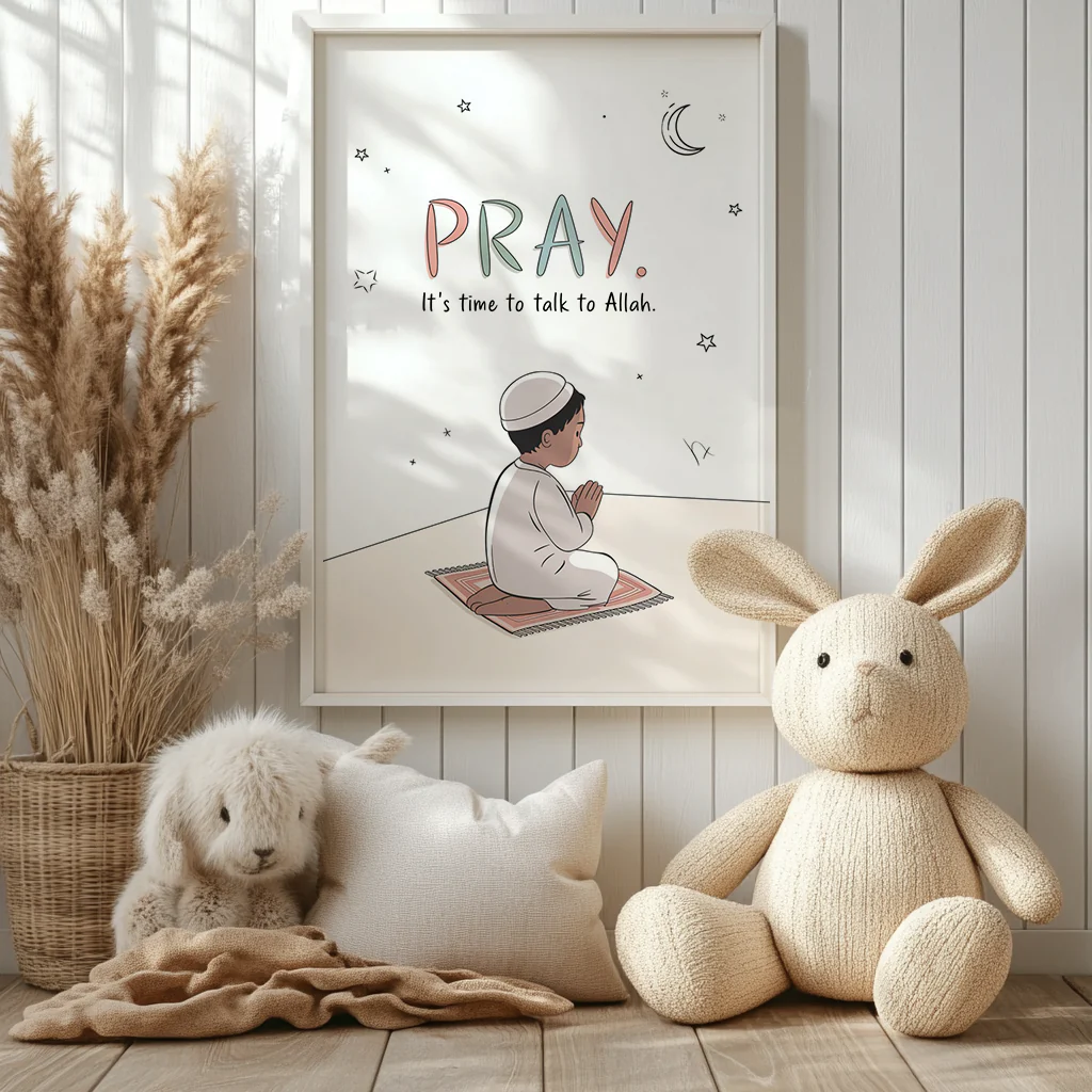 Pray: It's time to talk to Allah - Wall Art for Kids Room