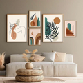 Orange Tones Boho Abstract Wall Arts - Pack of 5