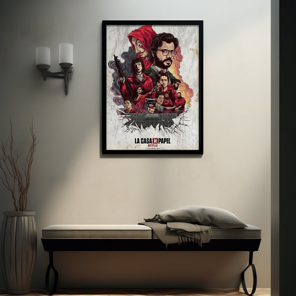 Money Heist All Characters Art | Game & Movie Room Wall Frame