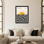 Bauhas Sunset Abstract Line Art Frame