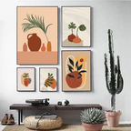 Orange Tones Plant Pots Abstract Wall Arts - Pack of 5