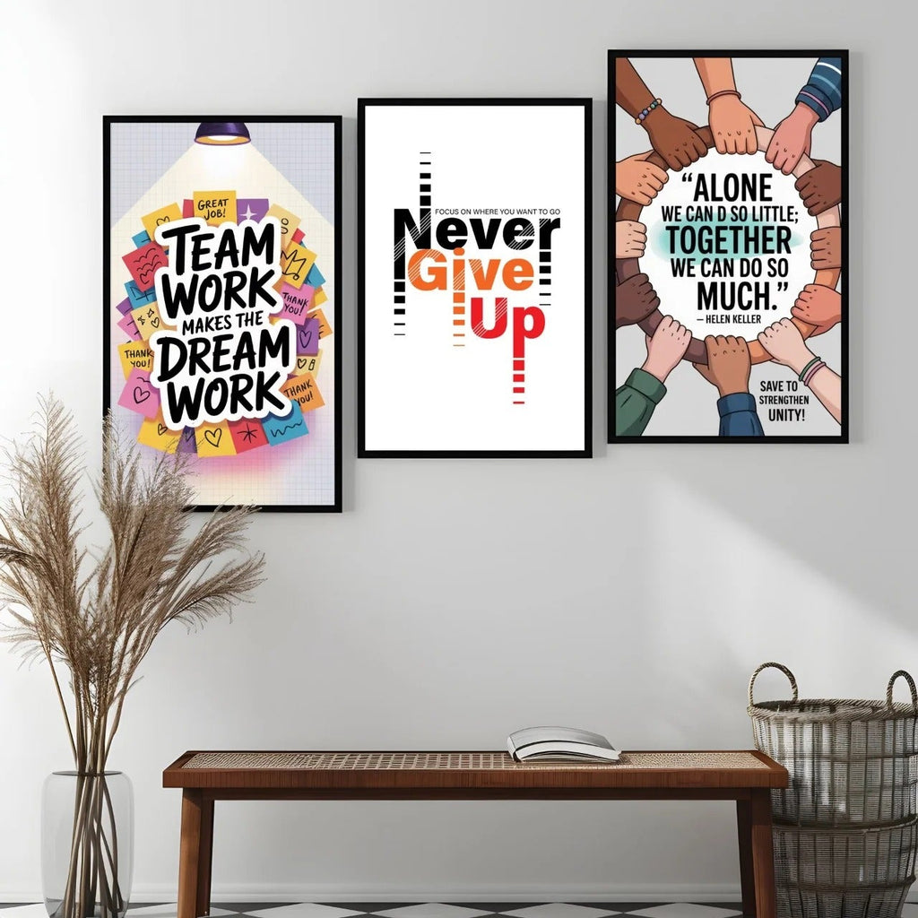 Unity & Team Work Motivational Wall Frames - Pack of 3