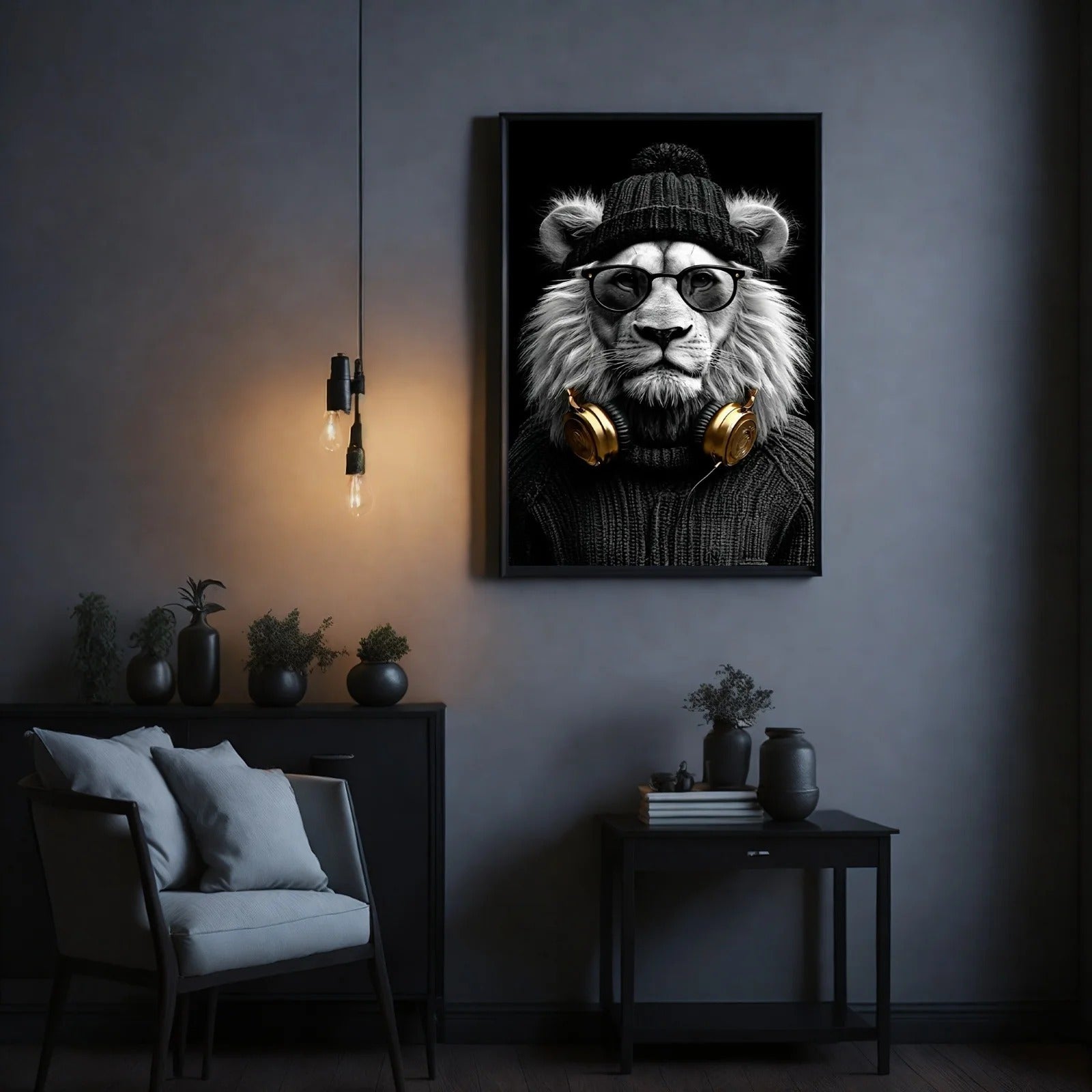 Modern Street Style & Urban Lion Wall Art Frame